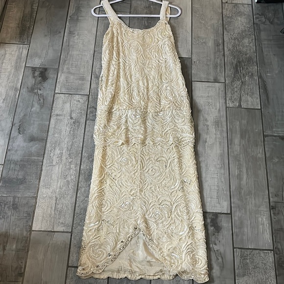 Vintage Judith Ann drop waist beaded roaring 20s event dress gown large - Picture 2 of 10